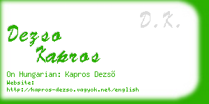 dezso kapros business card